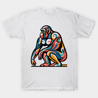 Pop art monkey illustration. cubism illustration of monkey T-Shirt